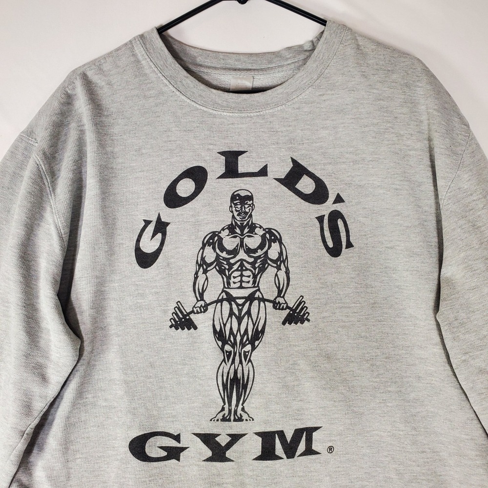 Golds Gym Mens Graphic Sweatshirt Gray Joe Bodybuilding Logo Pullover XL